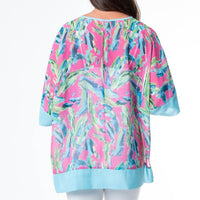 Elsie & Zoey - Lexi Boho Tropical Brush Sheer One Size Poncho Cover Up