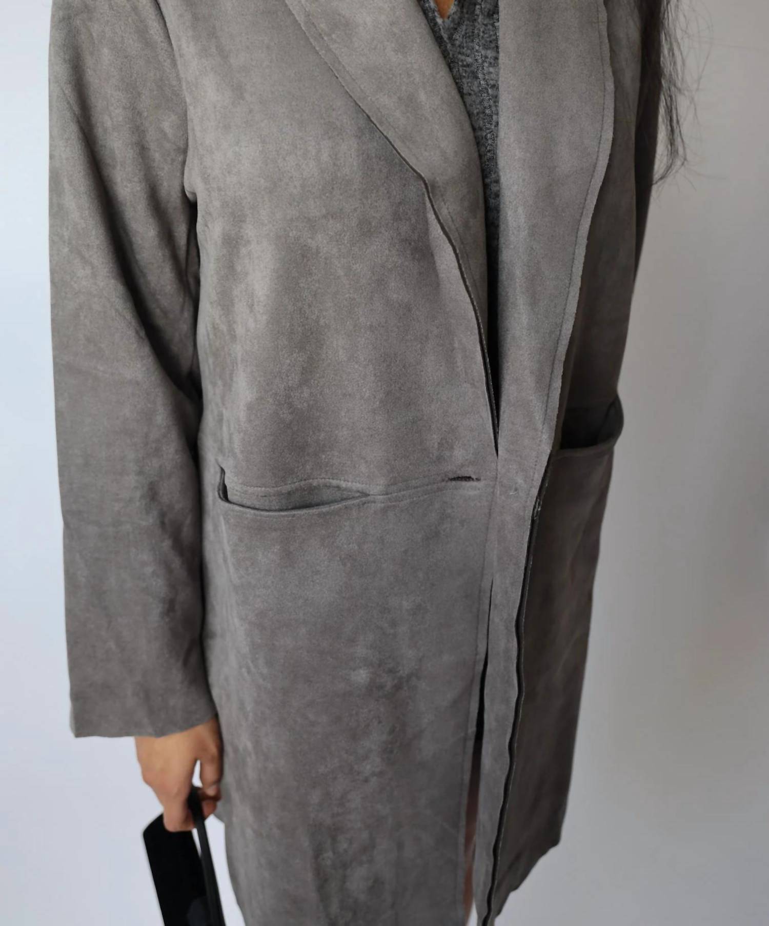 Hyfve - Single Button Faux Suede Blazer Coat