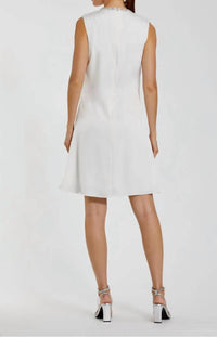 Mac Duggal - Rhinestone Neckline Draped Mini Dress