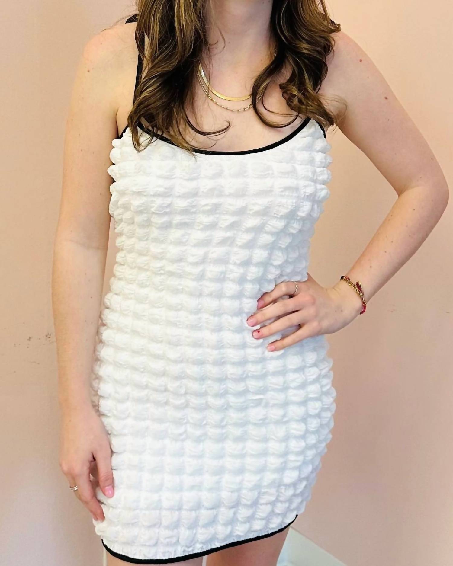 adelyn rae Unis Popcorn Knit Dress in white - women's dress