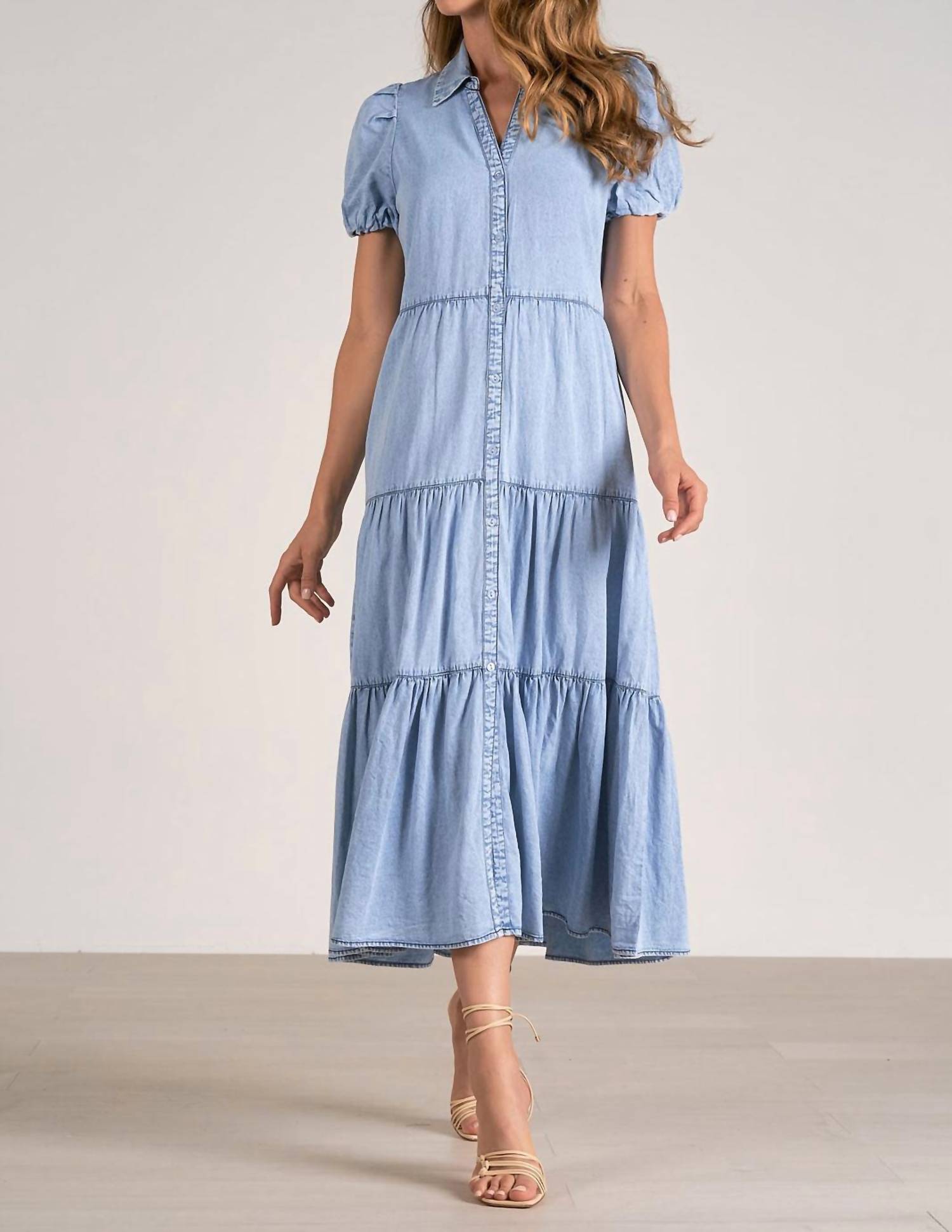 Elan - Cotton Short Sleeve Midi Dress