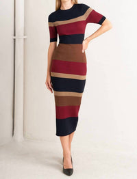 Flying Tomato - Color Block Midi Sweater Dress