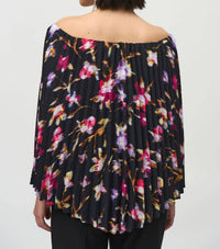 Joseph Ribkoff - Solace Silky Knit Off The Shoulder Top With Pleated Georgette Cape