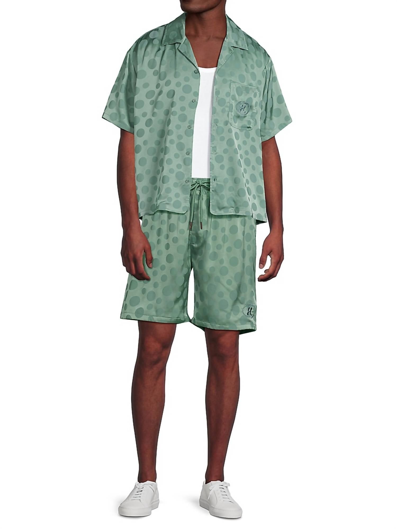 HONOR THE GIFT Polka Dot Short in green - men's shorts