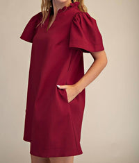 Style Usa - Ruffle V-neck Mini Dress