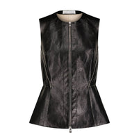 Marina Moscone - Coated Canvas Sleeveless Top