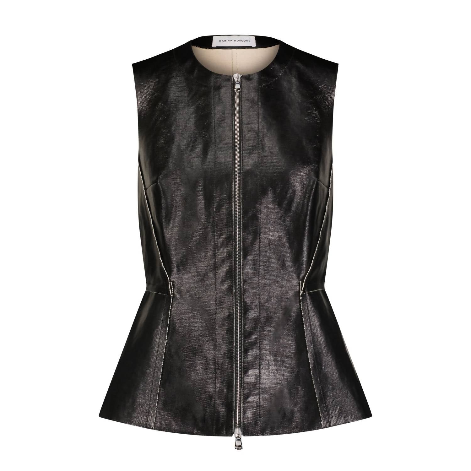 Marina Moscone - Coated Canvas Sleeveless Top