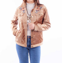 Scully Velvet Jacket With Embroidery in tan - women's jacket
