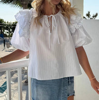 Mable - Amelia Stripe Ruffle Blouse