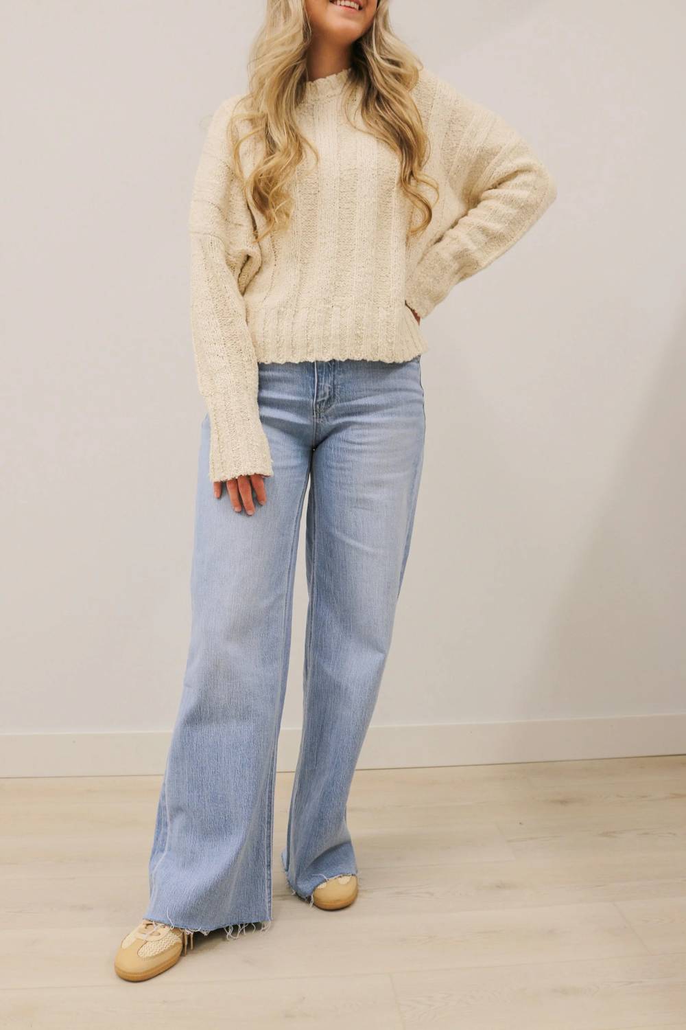 Vervet By Flying Monkey - Olivia Wide Leg Comfort Stretch Raw Hem Jeans