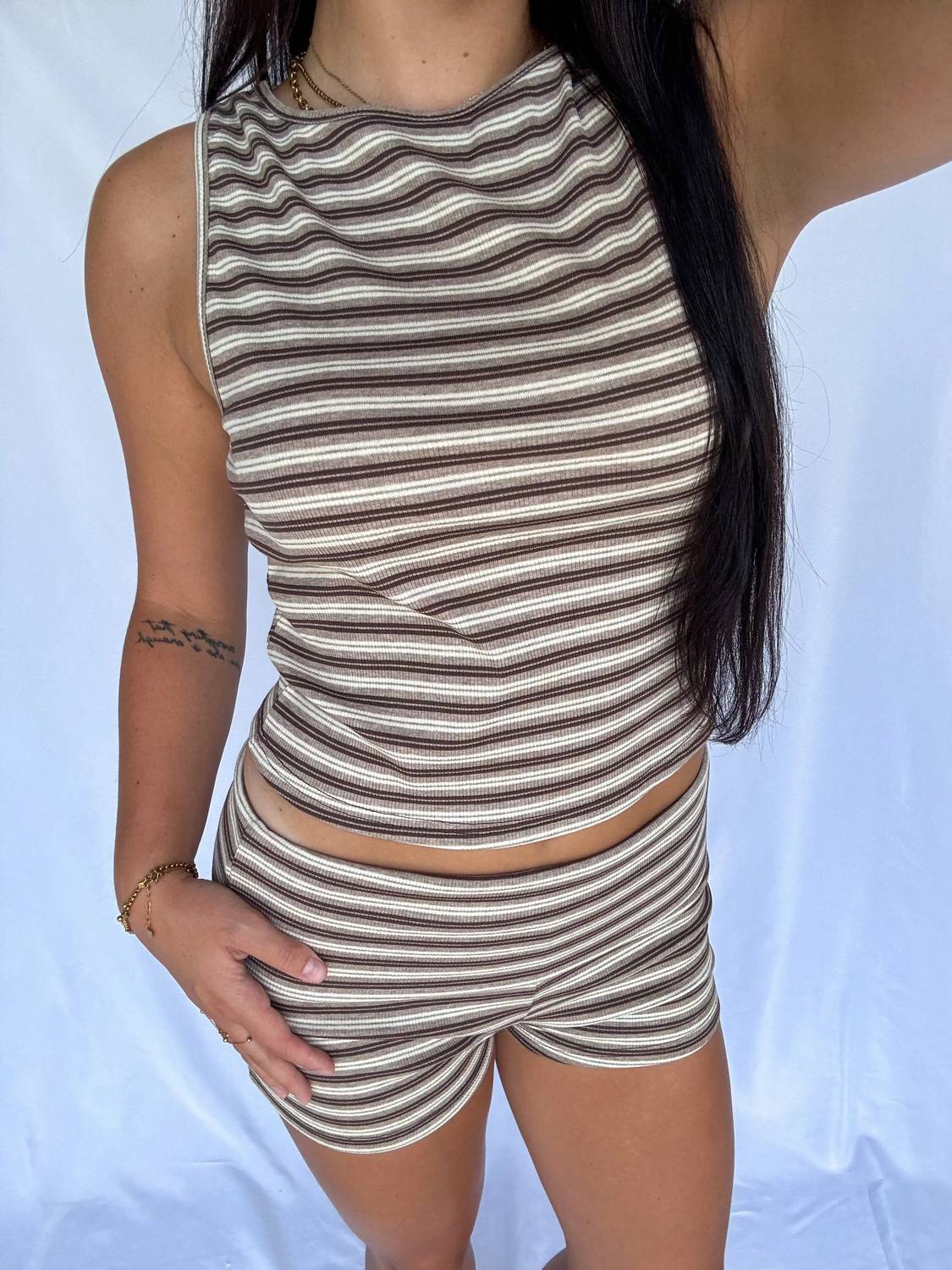 Pretty Garbage - The Iris Stripe Short Lounge Set