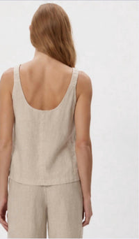 Michael Stars - Zora Herringbone Linen Straight Neck Sleeveless Tank
