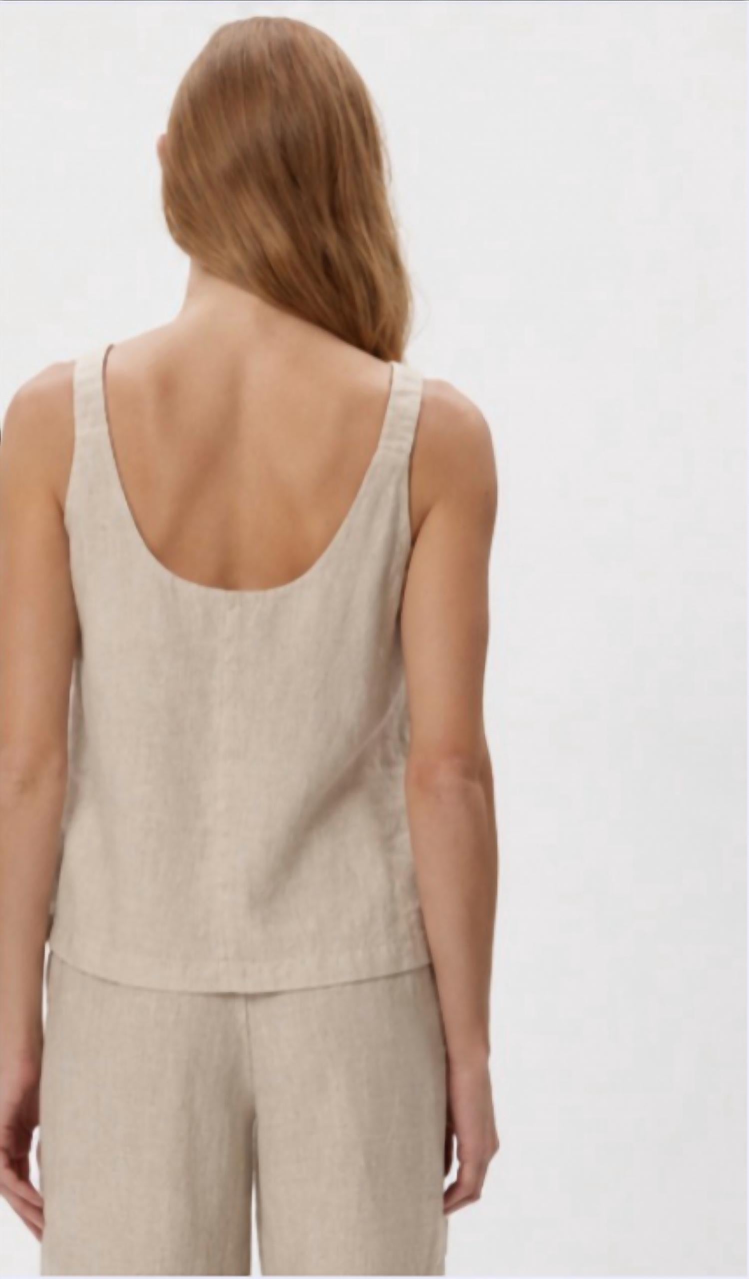 Michael Stars - Zora Herringbone Linen Straight Neck Sleeveless Tank