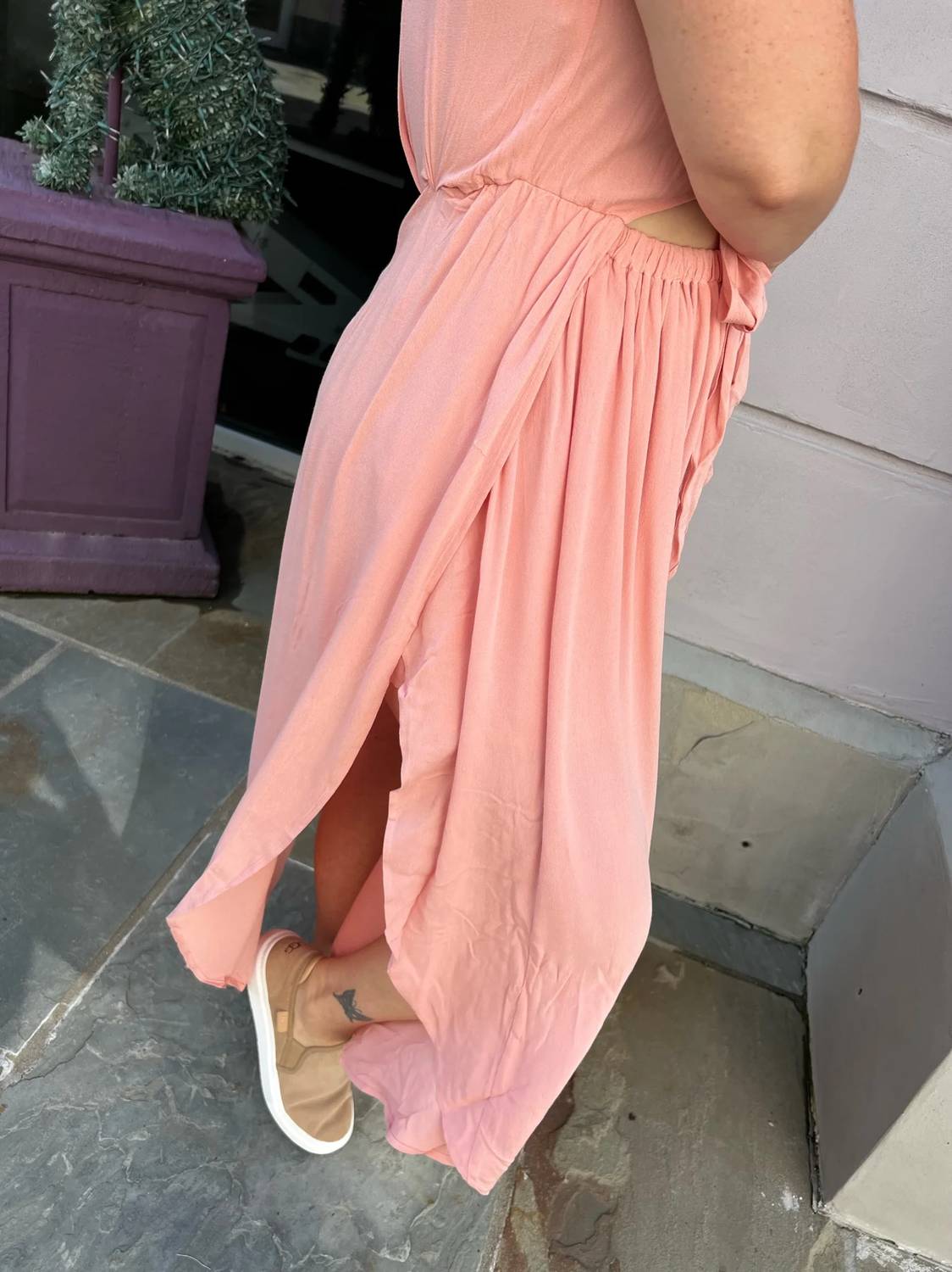 Kori - Button Up Tie Front Detailing Midi Dress