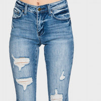 Petra153 Distressed Mid Rise Flare Jeans in piper - women's jeans - view 8