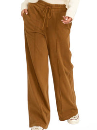 Hyfve - High Waist Drawstring Wide Leg Pants
