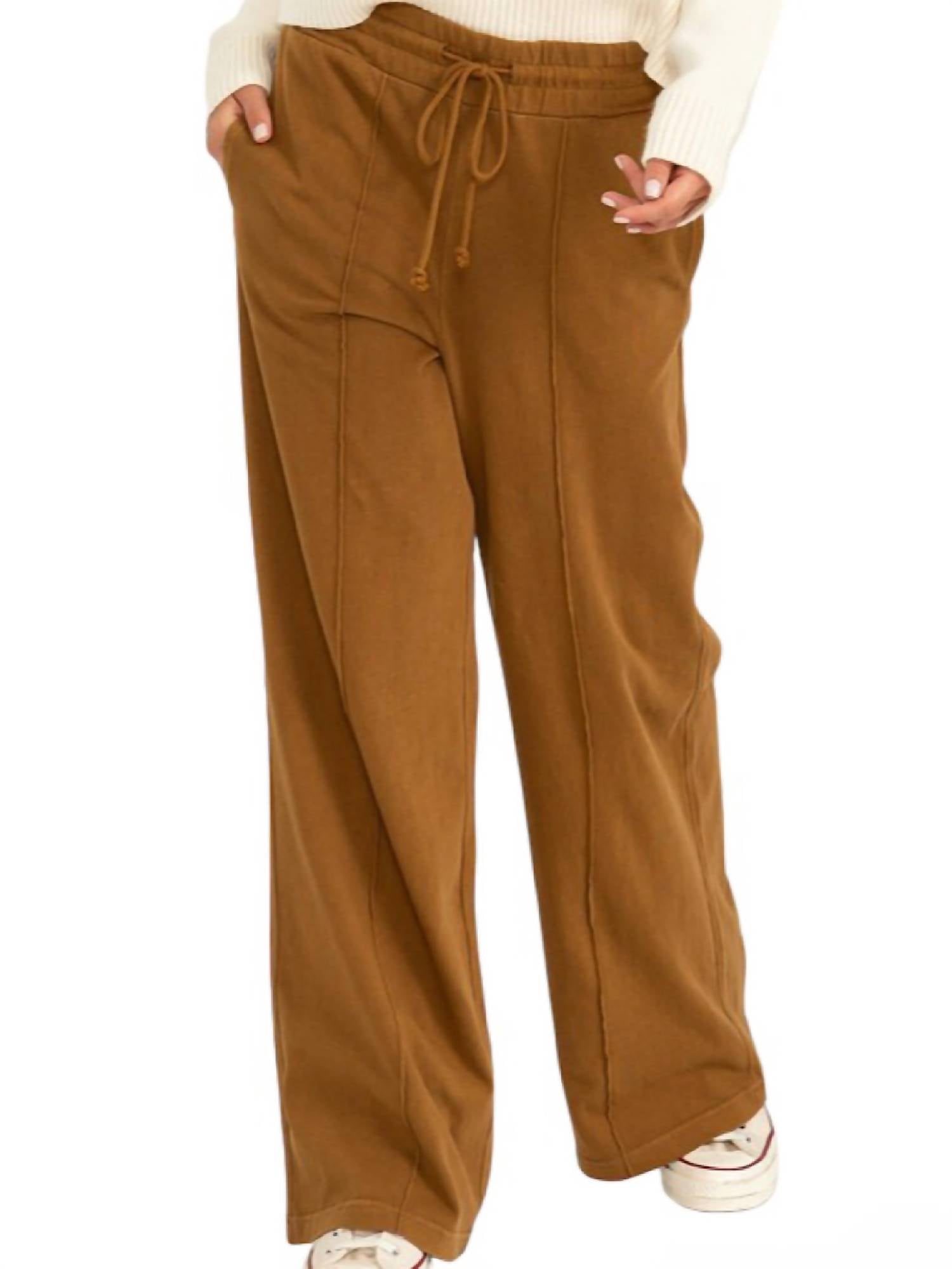 Hyfve - High Waist Drawstring Wide Leg Pants