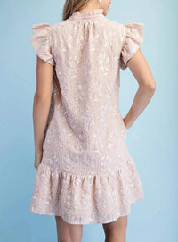 Gigio - Glossy Embroidered Ruffle Dress