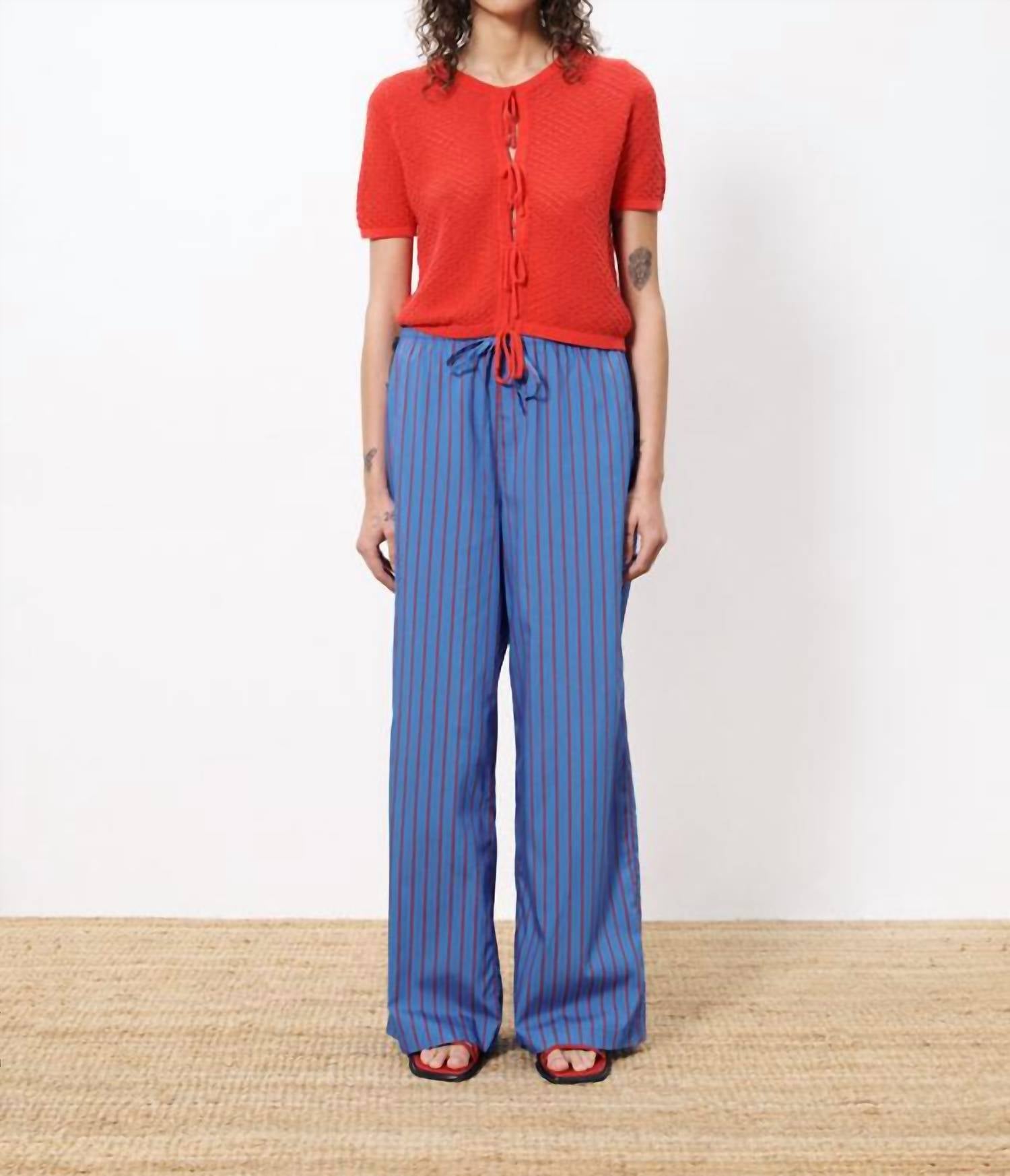FRNCH Edeline Trouser Pant in blue red - women's pants