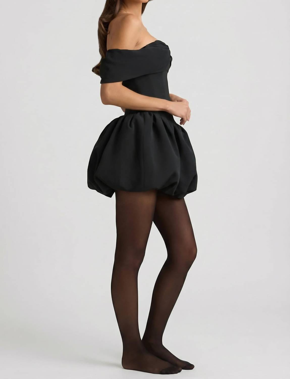 Oh Polly - Jessamy Off Shoulder Corset Bubble Hem Mini Dress