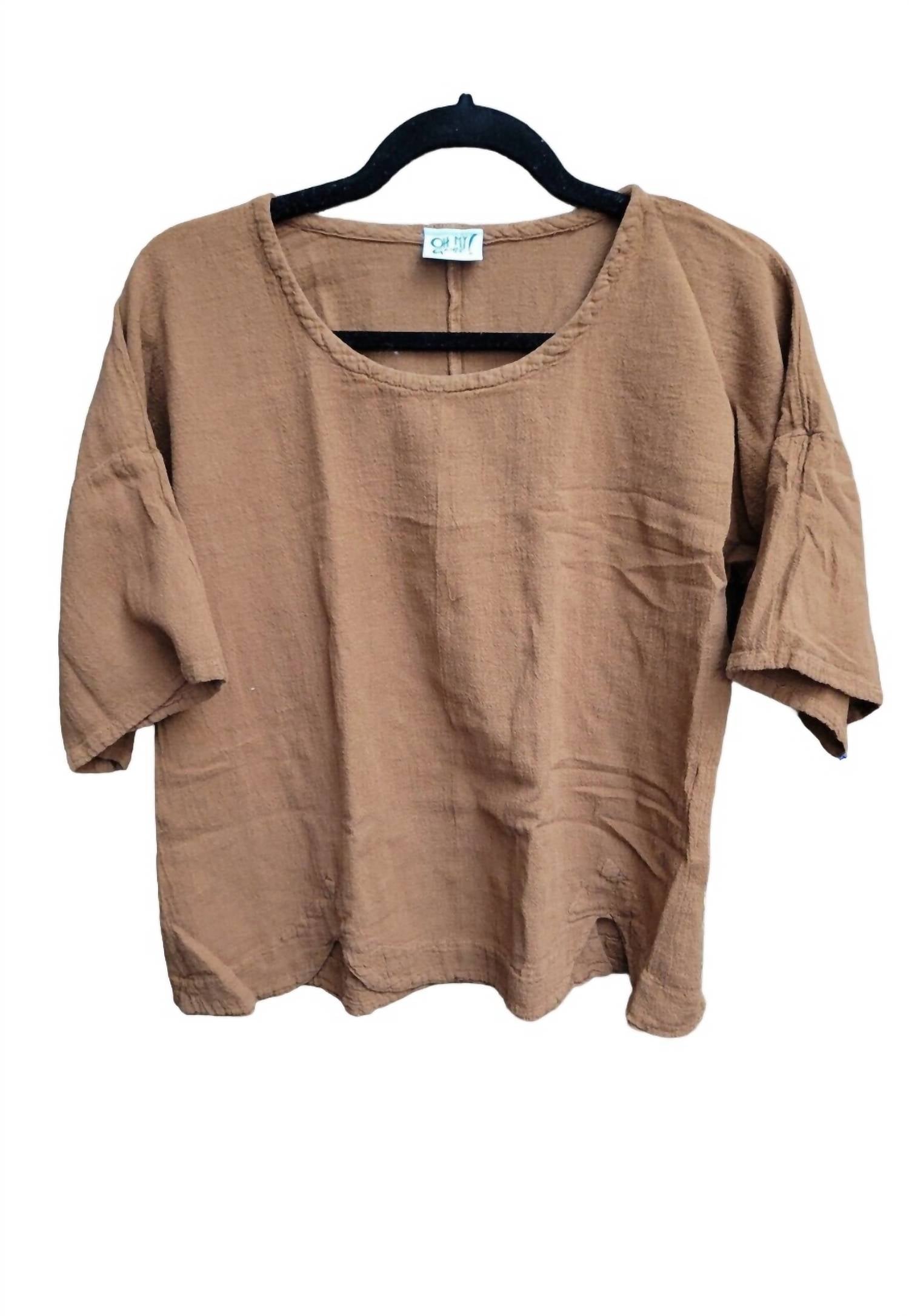 Oh My Gauze! Scallop Top in cinnamon - women's blouse