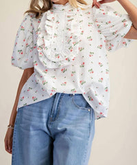 Easel - Voile Puff Sleeves Top