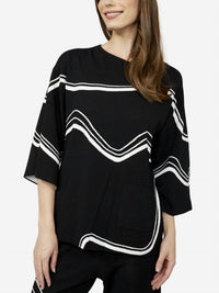 Joseph Ribkoff - Abstract Jacquard Sweater Pullover Top
