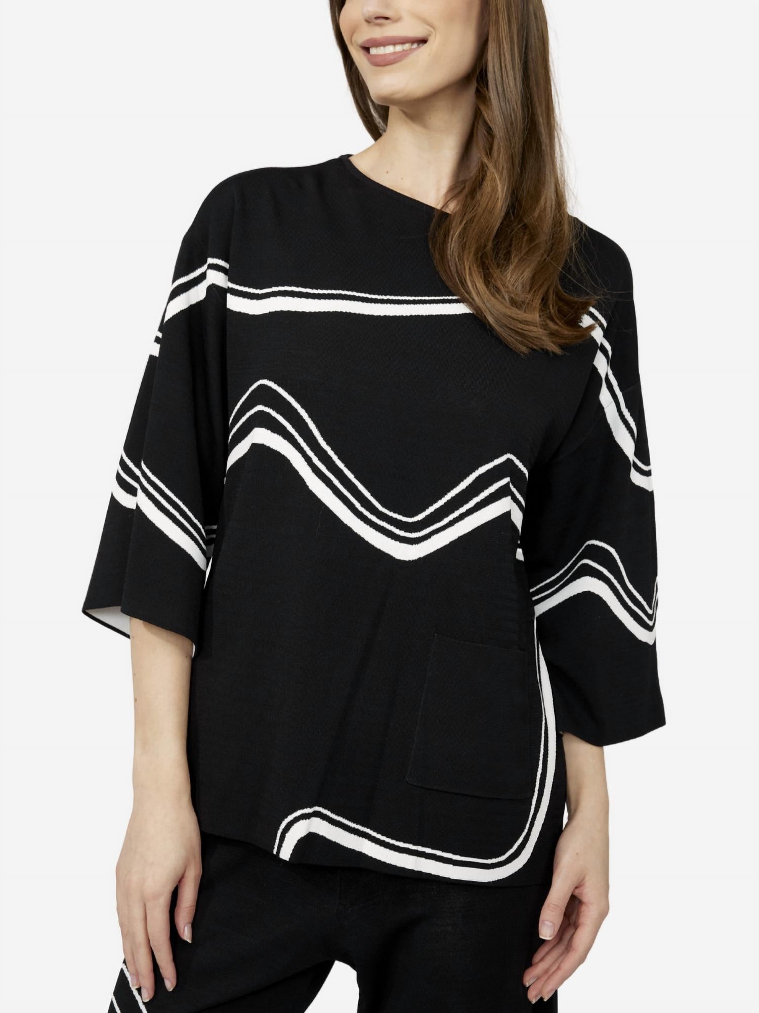Joseph Ribkoff - Abstract Jacquard Sweater Pullover Top