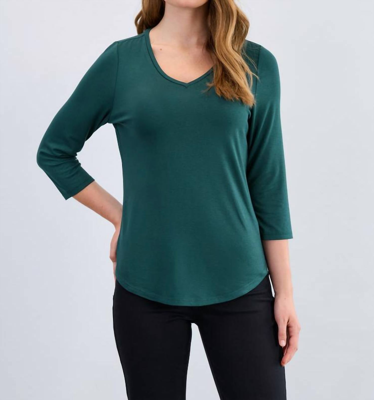 Fdj - 3/4 Sleeve V-neck Top