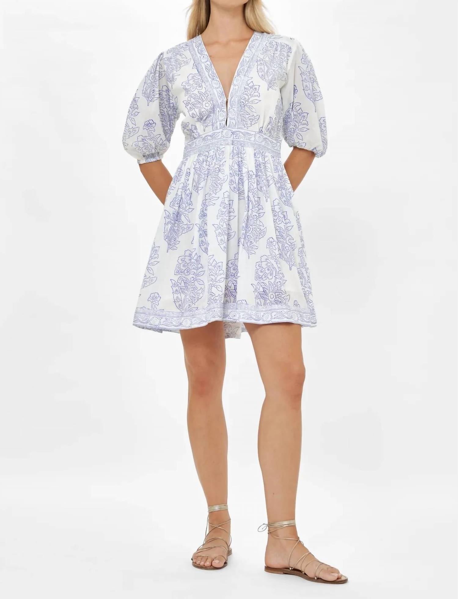 Oliphant - V-neck Puff Mini Dress