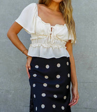 Timing - Airflow Ruffle Peplum Tie Front Top