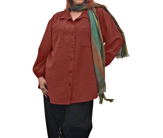 On The Plus Side - Long Sleeve Button Up Shirt - Plus