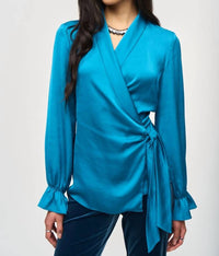 Joseph Ribkoff - Satin Wrap Blouse