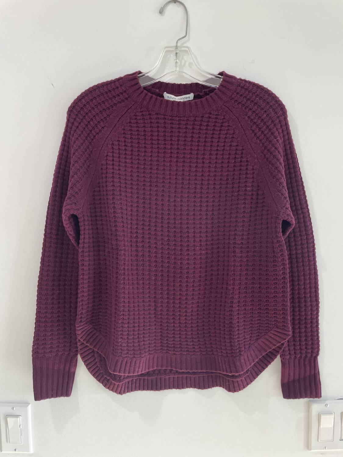 Autumn Cashmere Women's Shirtail Hem Crew Top in mulberry - women's sweater - detail view
