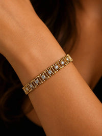 Chansuttpearls - Women's Rhinestone Watch Band Bracelet
