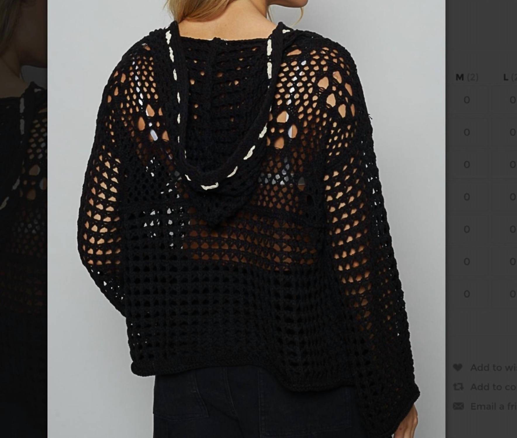 Pol - Usa Open Knit Hoodie Sweater Top