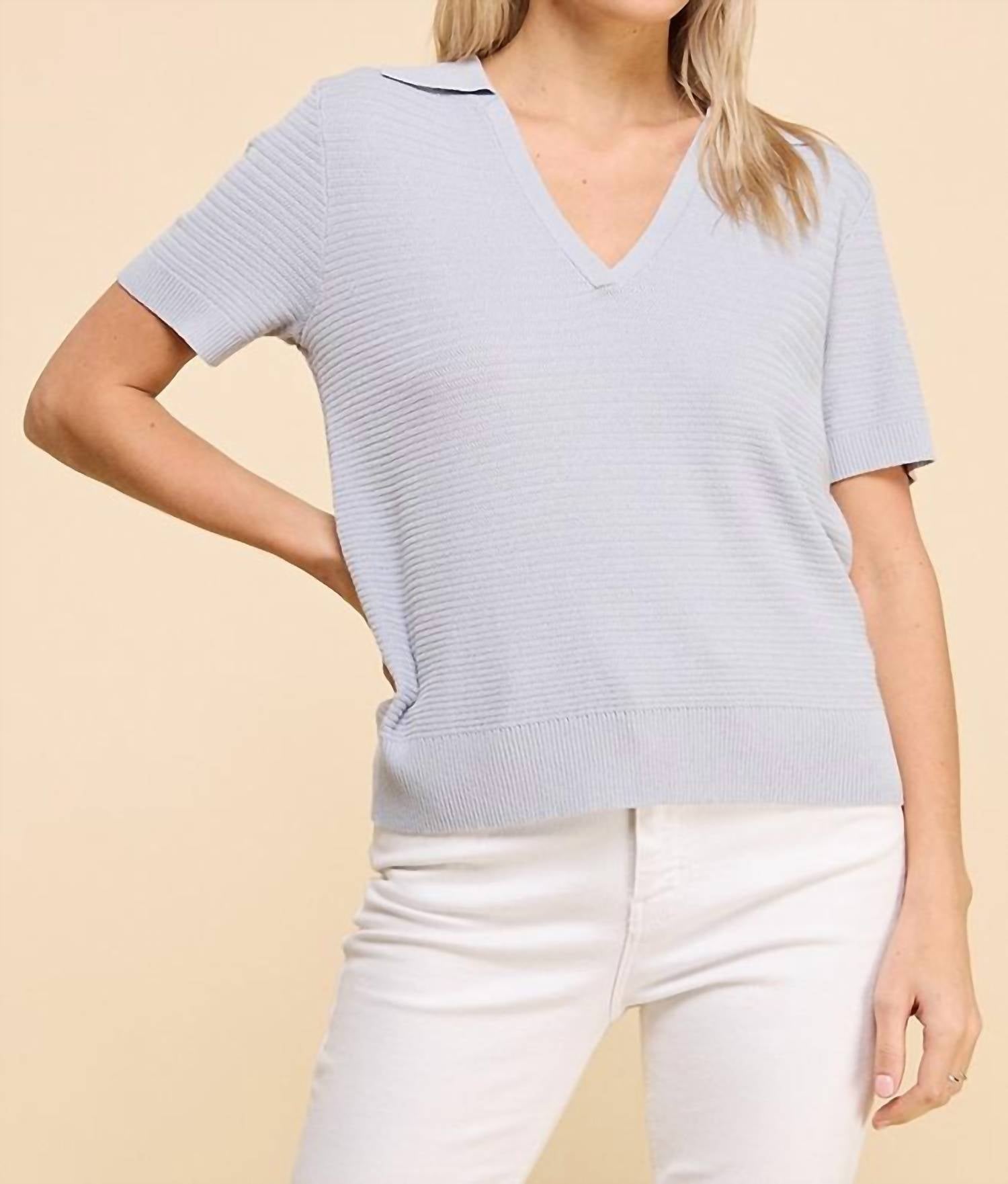 Allie Rose - Short Sleeve Textured Polo