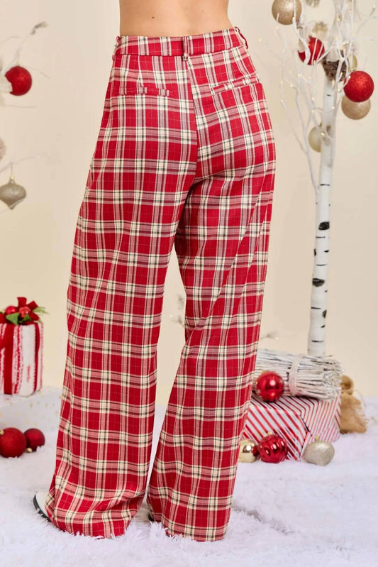 Mainstrip - Pippy Plaid Wide Leg Pants