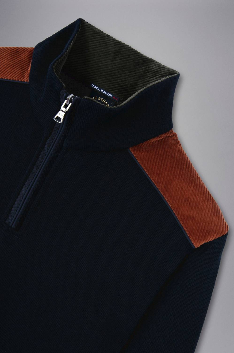 Paul & Shark - Men's Wool Zip Sweater With Corduroy Details