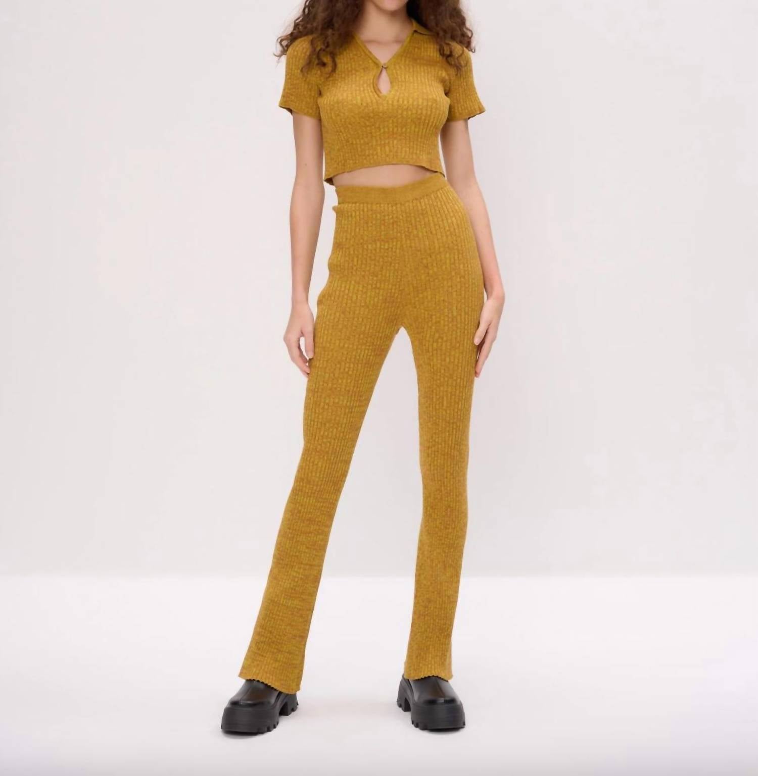 Another Girl - Space Dye Rib Keyhole Polo Top