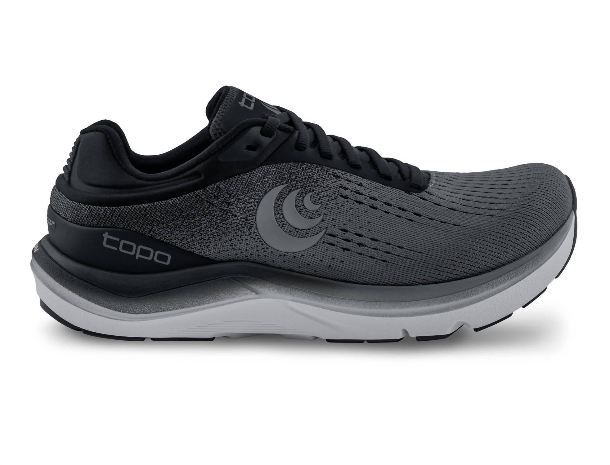Topo Athletic Women's Magnifly 5 Shoes in charcoal black - women's shoe - detail view