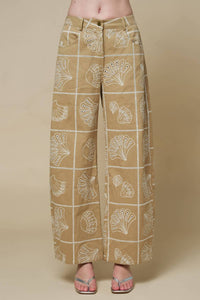 Lalavon - Women's Sea Motif Barrel Pants
