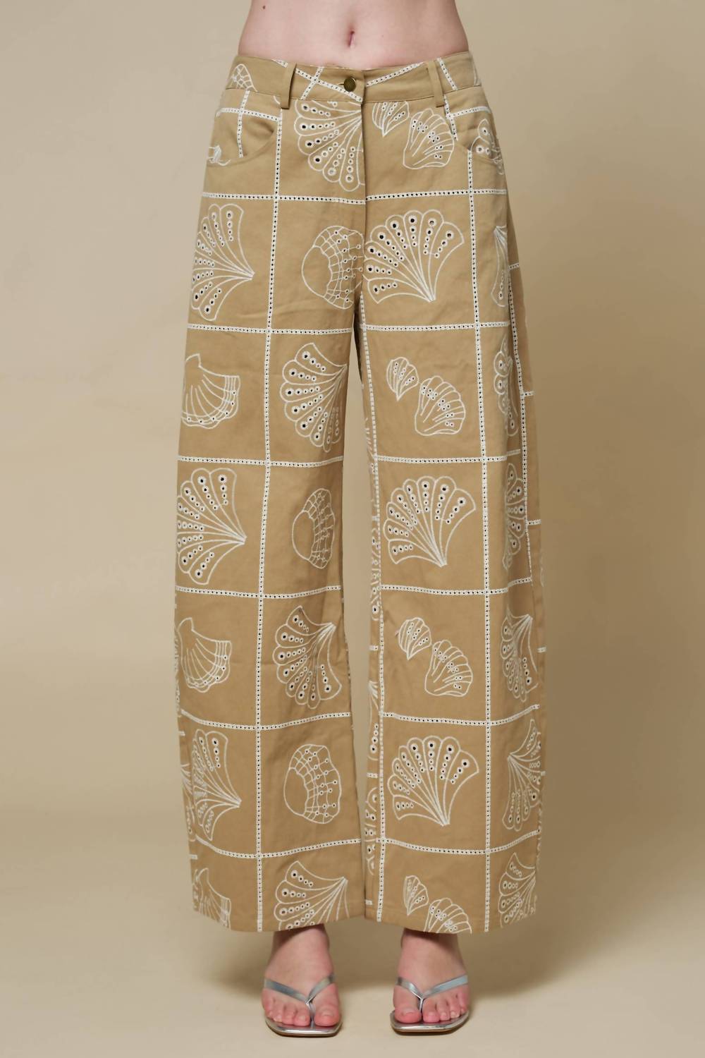 Lalavon - Women's Sea Motif Barrel Pants