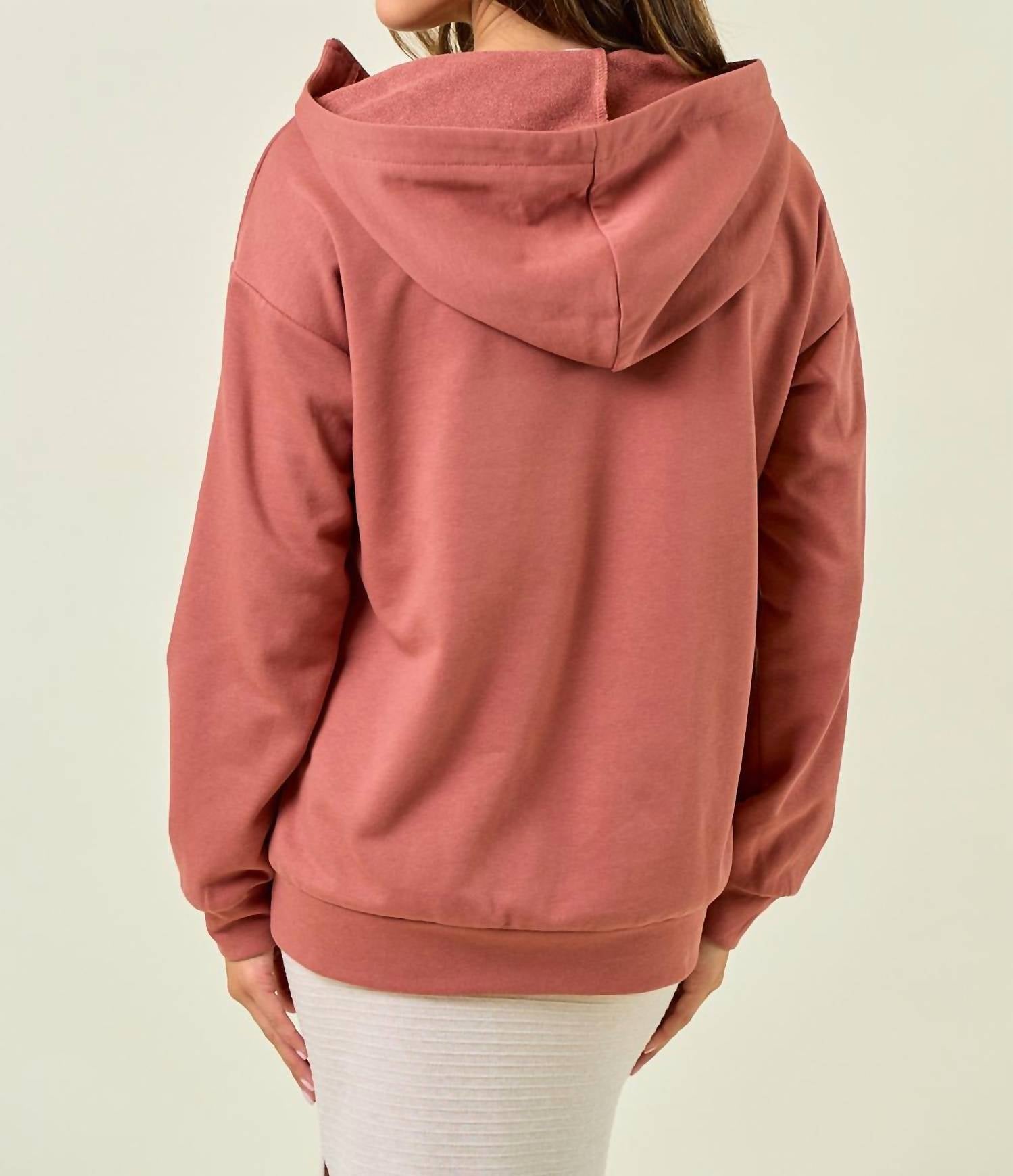 Doe And Rae - Zip Detail Hoodie With Double Snaps