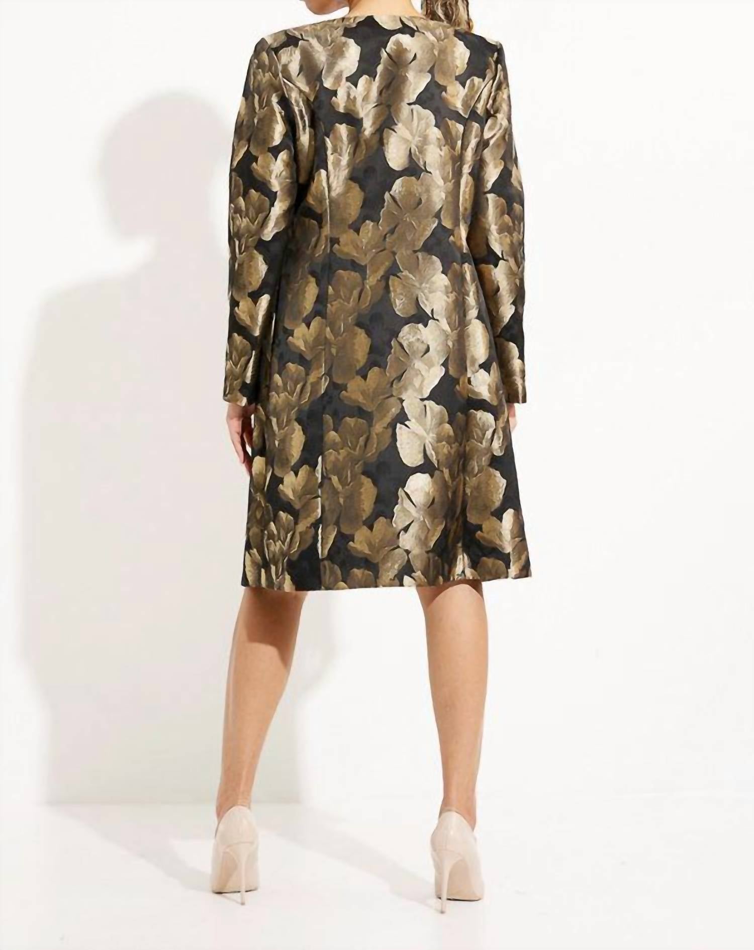 Joseph Ribkoff - Foil Leaf Open Front Coat