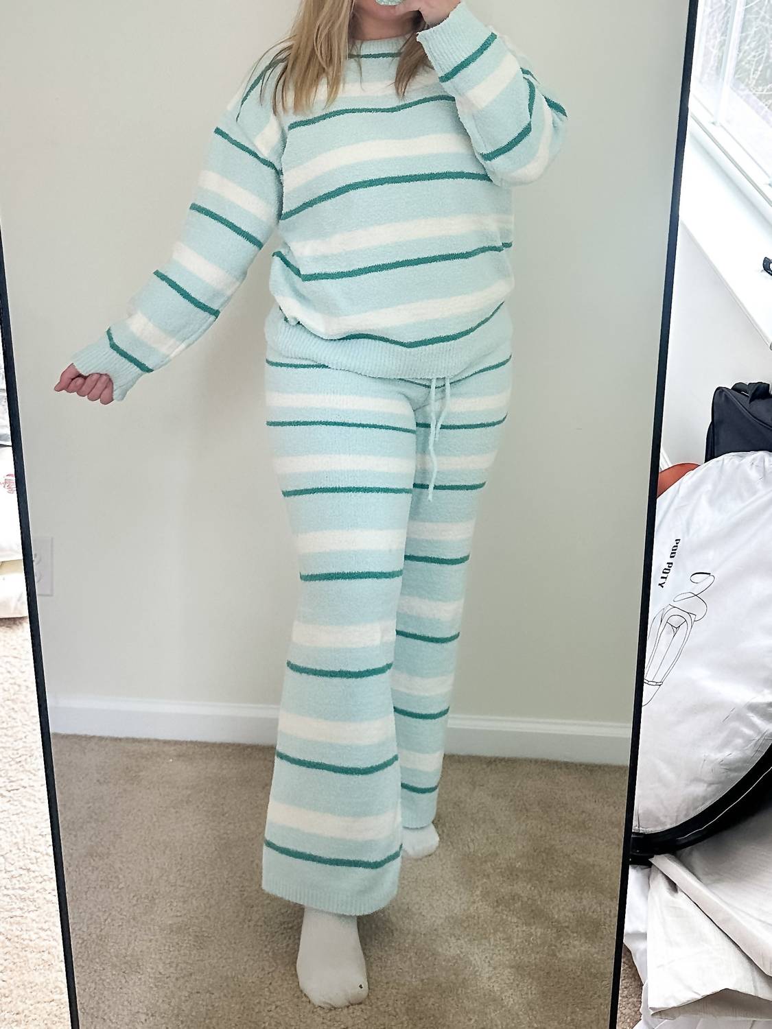LE LIS Sunday Morning Wide-leg Sweater Pants in mint - women's pants - view 4