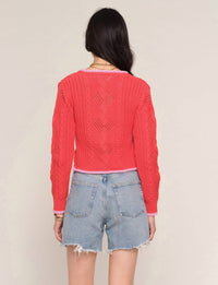 heartloom Elaya Long Sleeve Cardigan in flame - women's cardigan - detail view