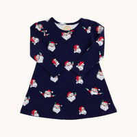 The Beaufort Bonnet Company Girls' Long Sleeve Pennys Play Dress in jolly old st nick - kids' dress