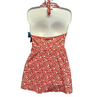 Draper James UPF 50+ Summer Picnic Faux Wrap Halter Swim Dress in orange - women's swimwear - view 4