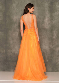 Dave & Johnny - Plunging Neckline Sequin Prom Dress